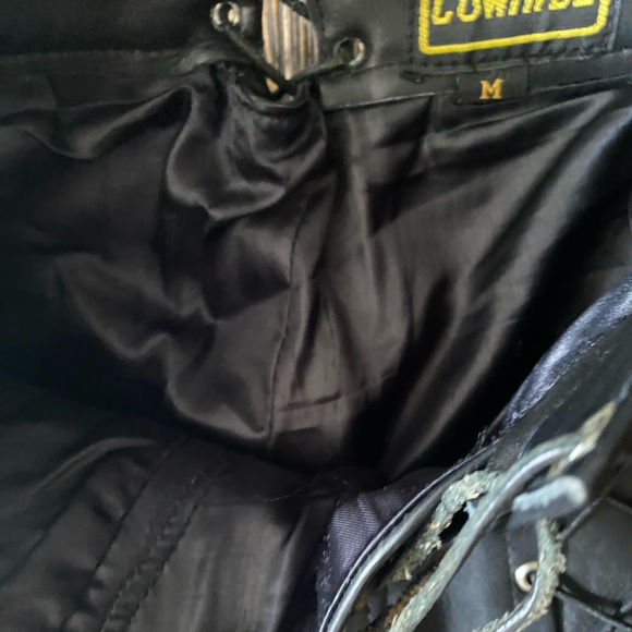 Ashy Black Cowhide Leather Lace Up Biker Pants. - Picture 5 of 6